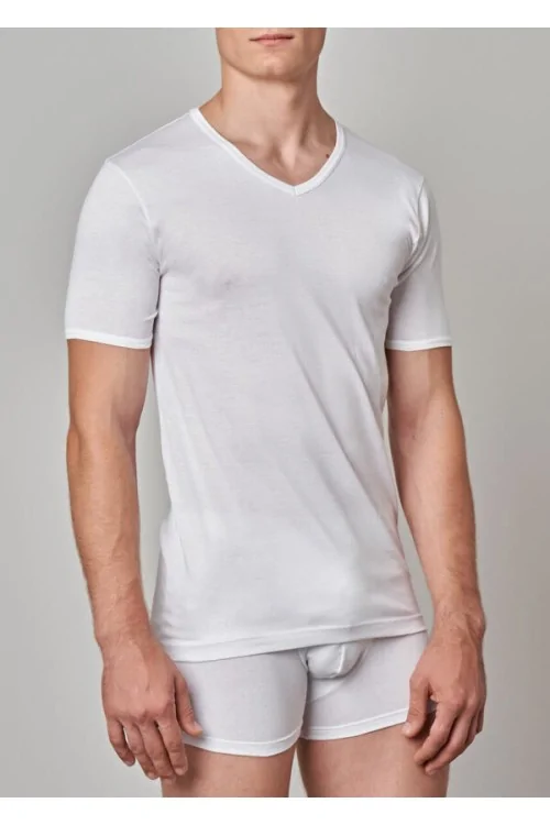 FILO DI SCOZIA - T-shirt col V en fil 100% naturel