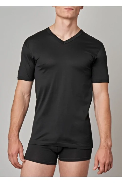 FILO DI SCOZIA - T-shirt col V en fil 100% naturel