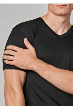 FILO DI SCOZIA - T-shirt col V en fil 100% naturel