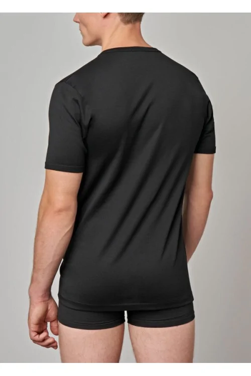 FILO DI SCOZIA – T-Shirt mit tiefem Rundhalsausschnitt aus 100 % Naturgarn