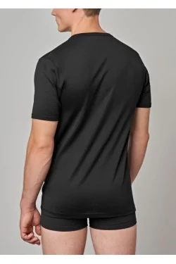 FILO DI SCOZIA – T-Shirt mit tiefem Rundhalsausschnitt aus 100 % Naturgarn