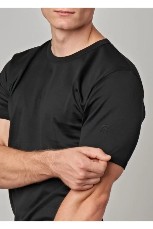 FILO DI SCOZIA – T-Shirt mit tiefem Rundhalsausschnitt aus 100 % Naturgarn