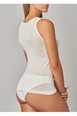 GICIPI wool blend tank top with wide shoulder embroidery