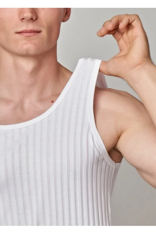 GICIPI Herren-Tanktop mit weit geripptem schottischem Lisle-Muster