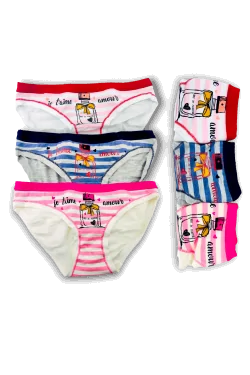 (3pcs) Fashion cotton girl briefs Je t'aime EMY