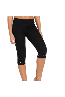 Leggings de algodón elástico para niña con detalles de largo 3/4