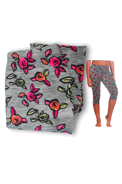Mädchen Leggings 9/10 Jahre 3/4 – Stretch-Baumwolle Blumenmuster