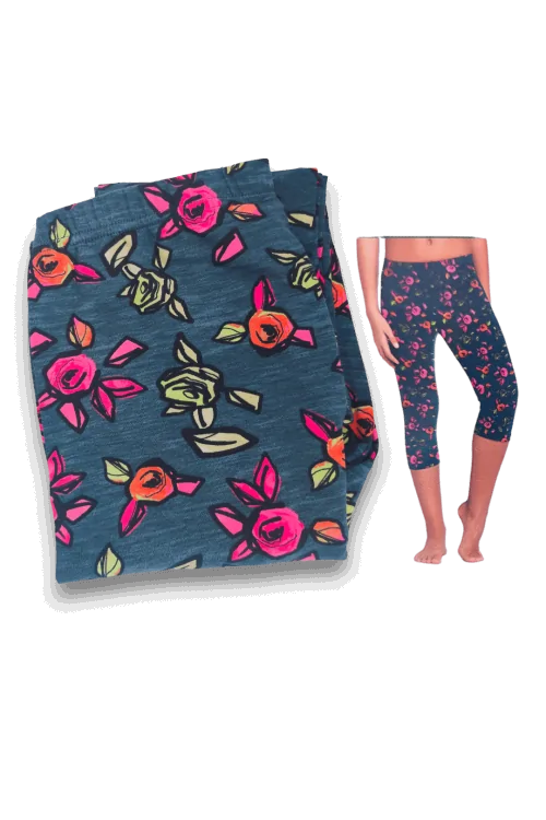Leggings Bambina 9/10 Anni 3/4 – Cotone Elasticizzato Fantasia Floreale