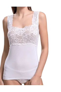 Débardeur pur coton avec dentelle haute élégante - LADYC