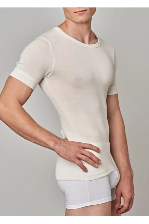 (3 Stück) GICIPI Herren-T-Shirt mit Rundhalsausschnitt, 50 % Schurwolle, 41 – LADYC