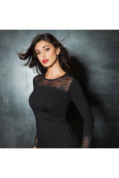 JADEA long-sleeved stretch cotton sweater, item 4871