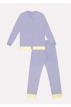 Pigiama aperto 100% modal con pizzo serie Rosmarino JADEA