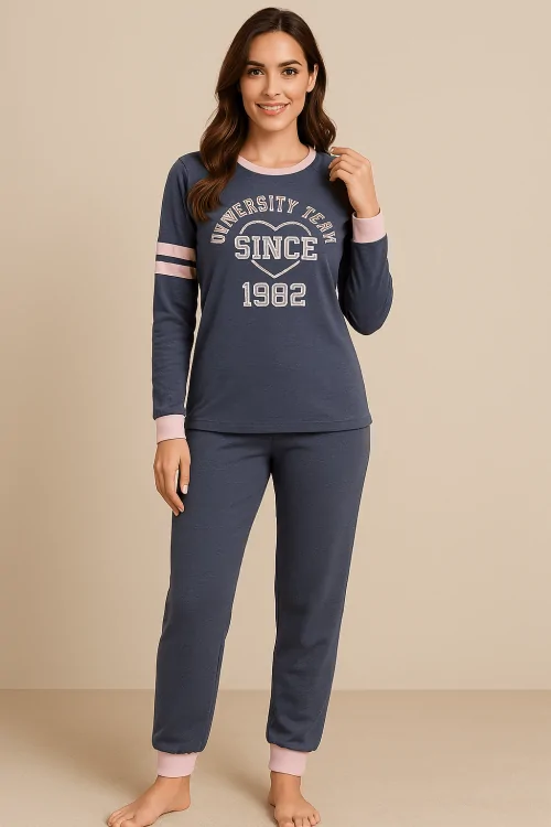 Damen-Winterpyjama mit Bündchen – warm, bequem und sportlich