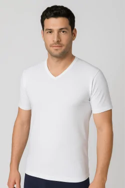 Herren-T-Shirt aus Baumwolle mit V-Ausschnitt – 3-teiliges Komfort-Set
