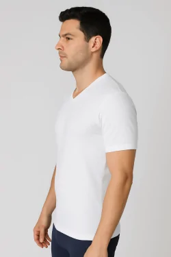 Camiseta de algodón con cuello en V para hombre – Pack de 3 piezas
