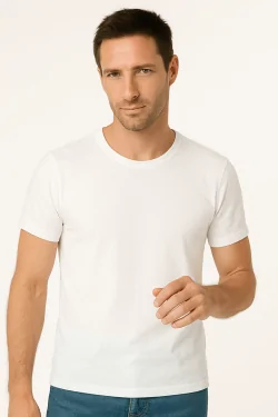 Camiseta de cuello redondo para hombre, 100 % algodón ligero