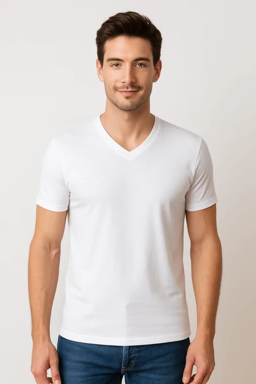 T-shirt uomo collo a V – morbida, leggera e naturale