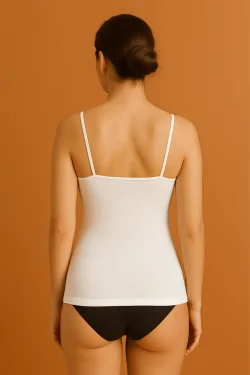 Camiseta de tirantes para mujer en 100% algodón ligero con forma de pecho