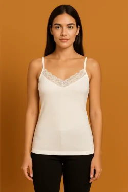 Débardeur femme en coton 100% lisle avec broderie