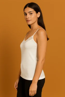 Débardeur femme en coton 100% lisle avec broderie