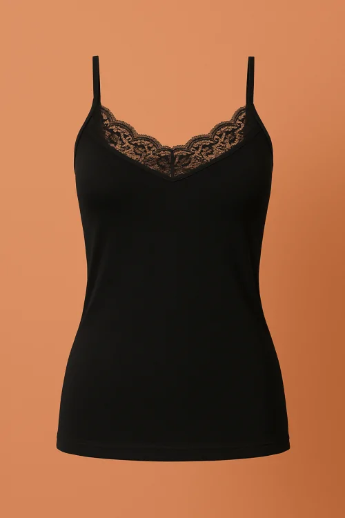 Débardeur femme en coton 100% lisle avec broderie