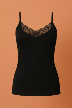 Débardeur femme en coton 100% lisle avec broderie