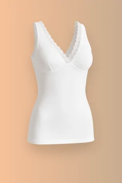 Débardeur léger 100 % coton pour femme, avec soutien-gorge intégré.