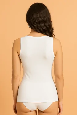 Débardeur léger 100 % coton pour femme, avec soutien-gorge intégré.