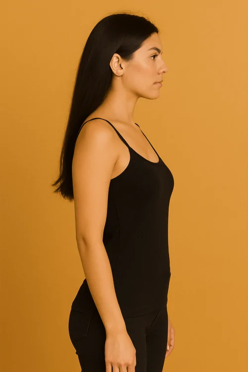 Canotta corta in cotone elasticizzato che non ingombra