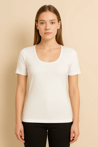 Maglia donna manica corta in cotone interlock pesante