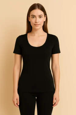 Maglia donna manica corta in cotone interlock pesante