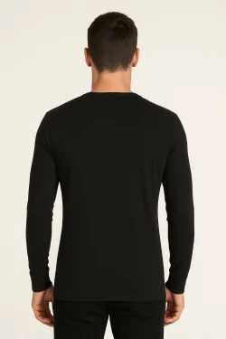 Camisa de algodón interlock de manga larga para hombre