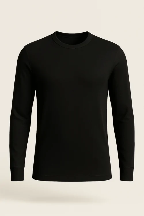 Camisa de algodón interlock de manga larga para hombre
