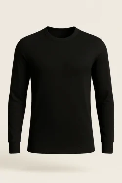 Camisa de algodón interlock de manga larga para hombre