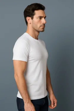 Chemise homme manches courtes en coton interlock chaud - blanche ou noire