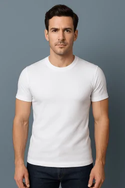 Men's short-sleeved warm interlock cotton shirt - white or black