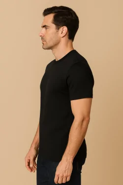 Camisa de algodón interlock cálida de manga corta para hombre - blanca o negra