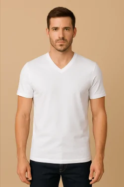 Men's short-sleeved warm cotton V-neck sweater