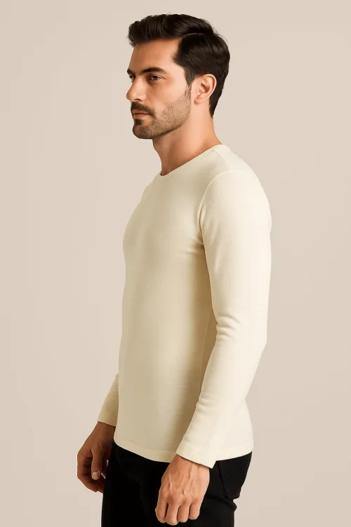 Langärmliger Herrenpullover aus Wolle und Baumwolle