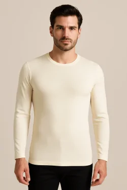 Men's long-sleeved wool and cotton sweater