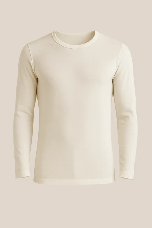 Men's long-sleeved wool and cotton sweater