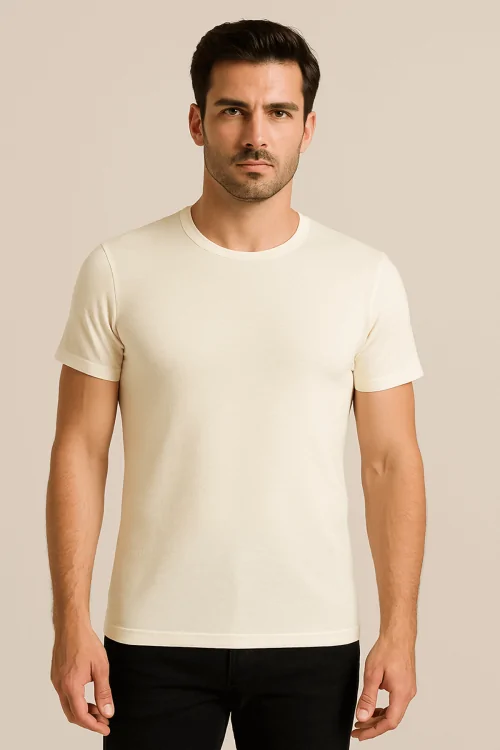 Camisa interior de hombre confeccionada en lana en el exterior y algodón en la piel.