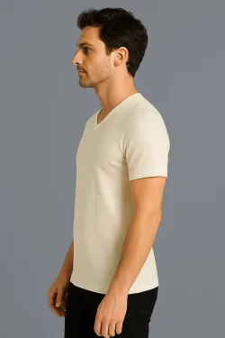 Sous-vêtements pour hommes en laine et coton à col pointu