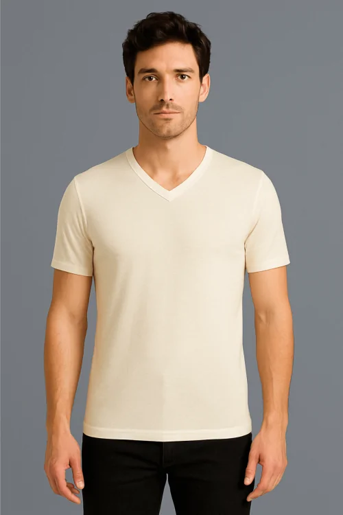 Pull homme à col en V en coton et laine – Chaud et léger
