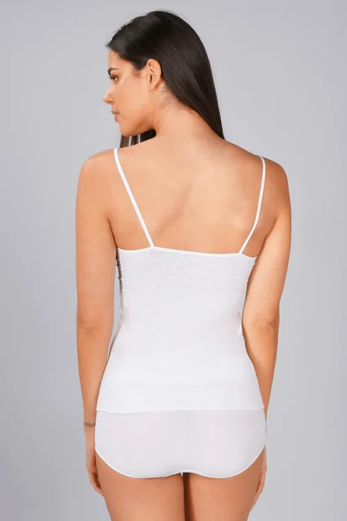 Damen Tanktop mit schmaler Schulter, seidiger Jacquard, Stretch