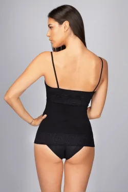 Camiseta de tirantes para mujer con hombros estrechos, jacquard sedoso, elástico