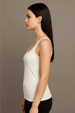 Damen-Tanktop mit weiten Schultern aus elastischem Micromodal – Made in Italy