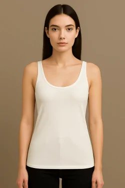 Damen-Tanktop mit weiten Schultern aus elastischem Micromodal – Made in Italy