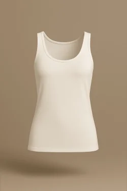 Damen-Tanktop mit weiten Schultern aus elastischem Micromodal – Made in Italy