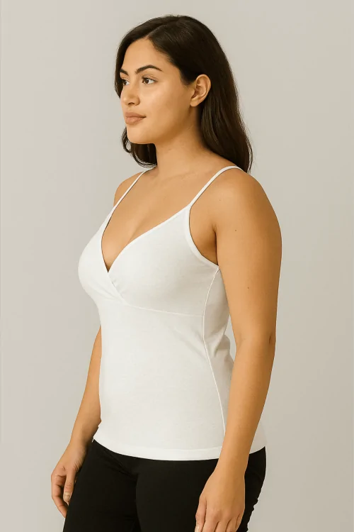 Damen-Tanktop mit schmalen Trägern aus Micromodal mit Brustform - Made in Italy